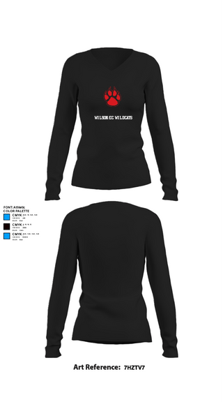 Women's Long Sleeve Vneck Shirt, Wilson/EC Wildcats, Baseball, Teamtime, Team time, sublimation, custom sports apparel, team uniforms, spirit wear, spiritwear, sports uniforms, custom shirts, team store, custom team store, fundraiser sports, apparel fundraiser