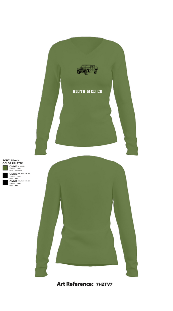Womens Long Sleeve Vneck Shirt, 810th med co, Army, Teamtime, Team time, sublimation, custom sports apparel, team uniforms, spirit wear, spiritwear, sports uniforms, custom shirts, team store, custom team store, fundraiser sports, apparel fundraiser