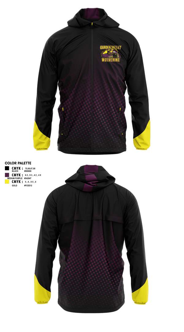 Windbreaker, Garden Valley Wolverines, Spirit Store, Teamtime, Team time, sublimation, custom sports apparel, team uniforms, spirit wear, spiritwear, sports uniforms, custom shirts, team store, custom team store, fundraiser sports, apparel fundraiser