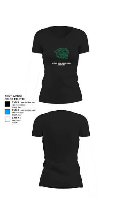 Wayland Union Middle School Wrestling 74603819 Women's Short Sleeve V-neck Shirt - 10