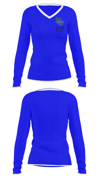 Shorewood High School Softball 34387876 Women's Long Sleeve V-neck Shirt - 41