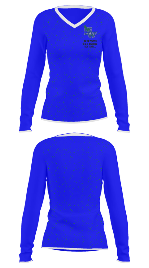 Women's Long Sleeve Vneck Shirt, Shorewood High School Softball, Softball, Teamtime, Team time, sublimation, custom sports apparel, team uniforms, spirit wear, spiritwear, sports uniforms, custom shirts, team store, custom team store, fundraiser sports, apparel fundraiser