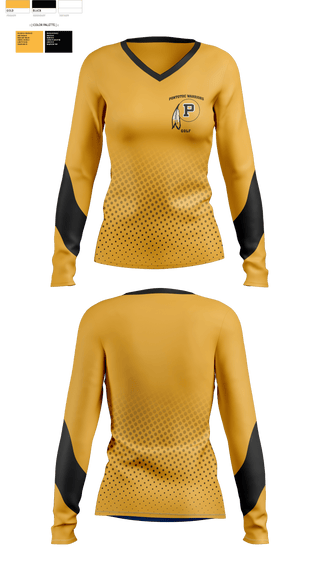 Womens Long Sleeve Vneck Shirt, Pontotoc High School Golf, Golf, Teamtime, Team time, sublimation, custom sports apparel, team uniforms, spirit wear, spiritwear, sports uniforms, custom shirts, team store, custom team store, fundraiser sports, apparel fundraiser