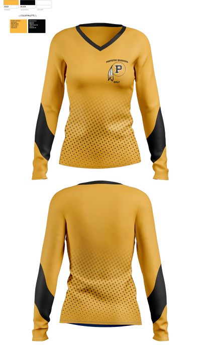 Pontotoc Warriors 5056455 Women's Long Sleeve V-neck Shirt - 1