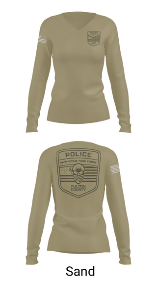 Womens Long Sleeve Vneck Shirt, Fulton County Anti-Crime Task Force, , Teamtime, Team time, sublimation, custom sports apparel, team uniforms, spirit wear, spiritwear, sports uniforms, custom shirts, team store, custom team store, fundraiser sports, apparel fundraiser