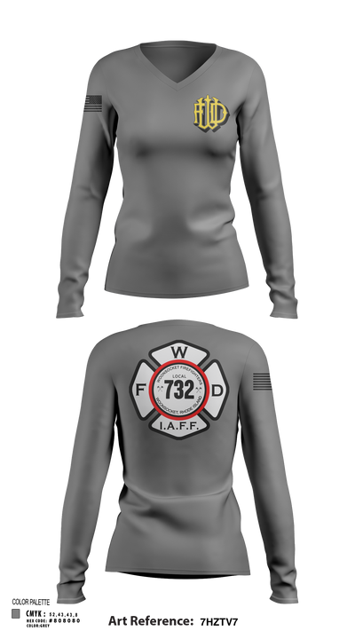 Woonsocket 46977147 Women's Long Sleeve V-neck Shirt - 123