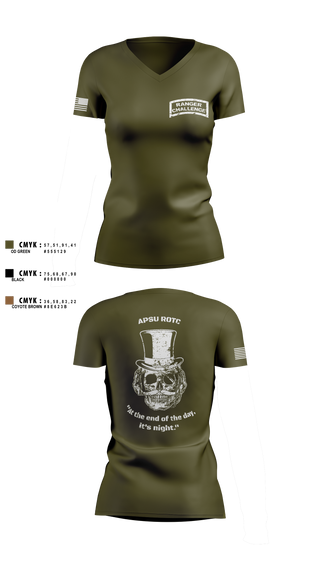 Womens Short Sleeve Vneck Shirt, APSU RANGER CHALLENGE, Army, Teamtime, Team time, sublimation, custom sports apparel, team uniforms, spirit wear, spiritwear, sports uniforms, custom shirts, team store, custom team store, fundraiser sports, apparel fundraiser