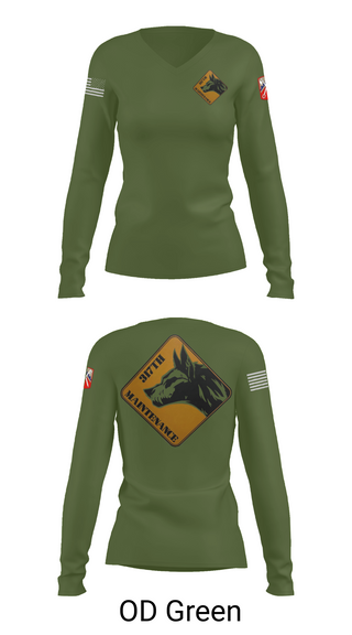 Womens Long Sleeve Vneck Shirt, 317th support maintenance company, Army, Teamtime, Team time, sublimation, custom sports apparel, team uniforms, spirit wear, spiritwear, sports uniforms, custom shirts, team store, custom team store, fundraiser sports, apparel fundraiser