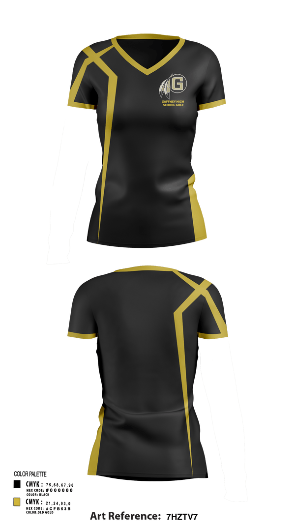 Womens Short Sleeve Vneck Shirt, Gaffney High School Golf, Golf, Teamtime, Team time, sublimation, custom sports apparel, team uniforms, spirit wear, spiritwear, sports uniforms, custom shirts, team store, custom team store, fundraiser sports, apparel fundraiser