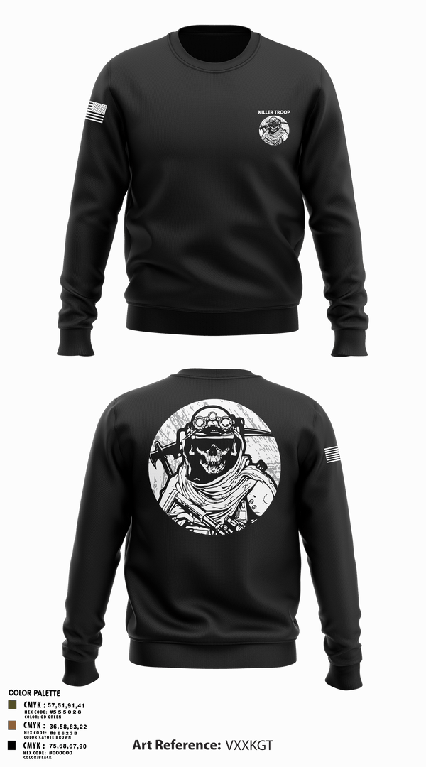 Crew Neck Sweatshirt, Killer Troop, Army, Teamtime, Team time, sublimation, custom sports apparel, team uniforms, spirit wear, spiritwear, sports uniforms, custom shirts, team store, custom team store, fundraiser sports, apparel fundraiser
