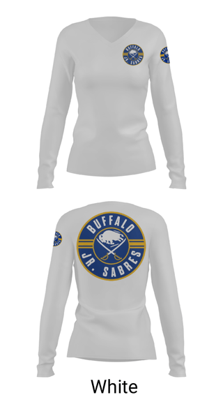 Women's Long Sleeve Vneck Shirt, Buffalo jr sabres, Ice Hockey, Teamtime, Team time, sublimation, custom sports apparel, team uniforms, spirit wear, spiritwear, sports uniforms, custom shirts, team store, custom team store, fundraiser sports, apparel fundraiser