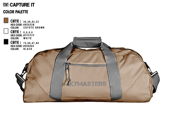 Duffle Bag, Skymasters, Army, Teamtime, Team time, sublimation, custom sports apparel, team uniforms, spirit wear, spiritwear, sports uniforms, custom shirts, team store, custom team store, fundraiser sports, apparel fundraiser
