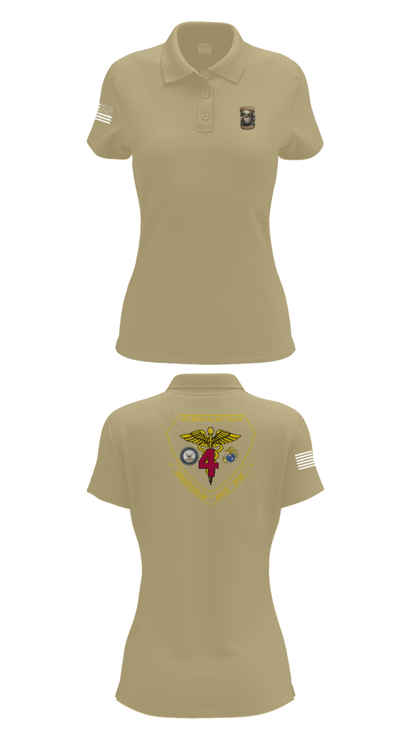 Womens Short Sleeve Performance Polo, 4th Med Battalion, Marines, Teamtime, Team time, sublimation, custom sports apparel, team uniforms, spirit wear, spiritwear, sports uniforms, custom shirts, team store, custom team store, fundraiser sports, apparel fundraiser