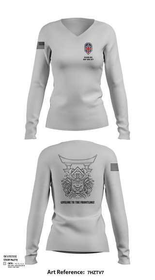 Womens Long Sleeve Vneck Shirt, 343rd Medical Hospital Augmentation Detachment, , Teamtime, Team time, sublimation, custom sports apparel, team uniforms, spirit wear, spiritwear, sports uniforms, custom shirts, team store, custom team store, fundraiser sports, apparel fundraiser