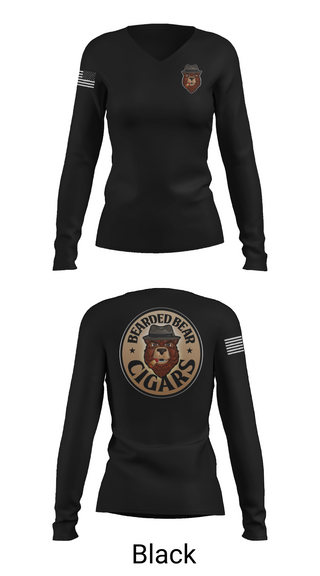 Womens Long Sleeve Vneck Shirt, Bearded Bear Cigars, , Teamtime, Team time, sublimation, custom sports apparel, team uniforms, spirit wear, spiritwear, sports uniforms, custom shirts, team store, custom team store, fundraiser sports, apparel fundraiser