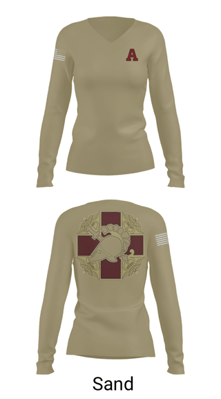 Women's Long Sleeve Vneck Shirt, US MEDDAC, Army, Teamtime, Team time, sublimation, custom sports apparel, team uniforms, spirit wear, spiritwear, sports uniforms, custom shirts, team store, custom team store, fundraiser sports, apparel fundraiser