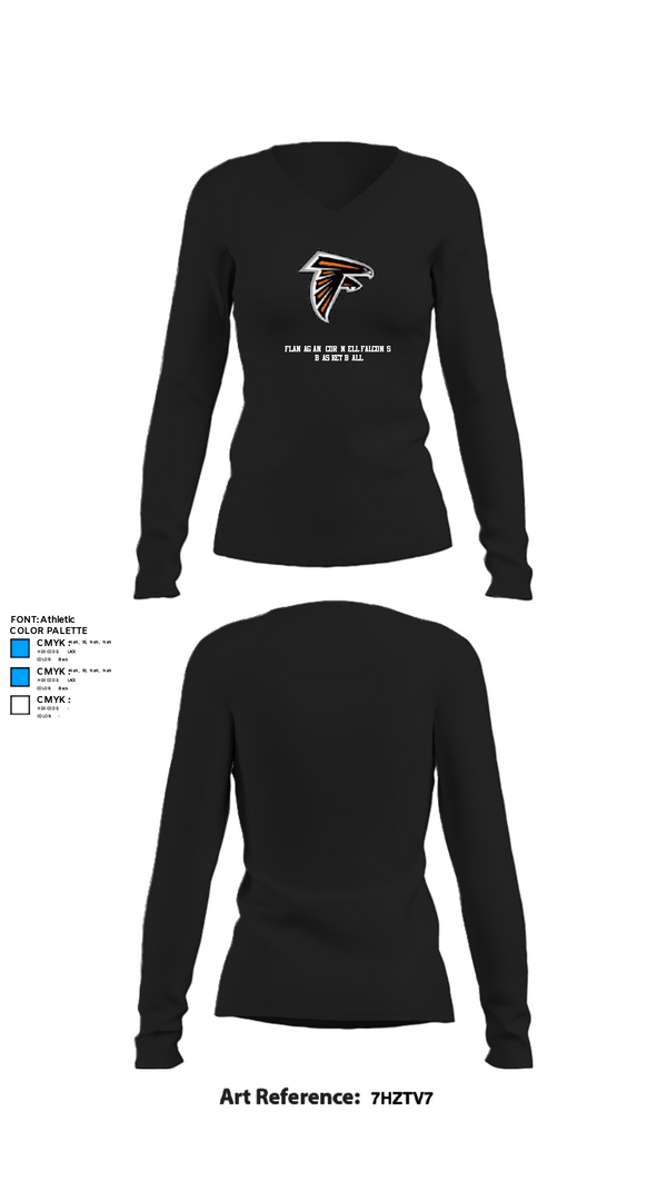 Womens Long Sleeve Vneck Shirt, Flanagan Cornell Falcons Basketball, Men's Basketball, Teamtime, Team time, sublimation, custom sports apparel, team uniforms, spirit wear, spiritwear, sports uniforms, custom shirts, team store, custom team store, fundraiser sports, apparel fundraiser