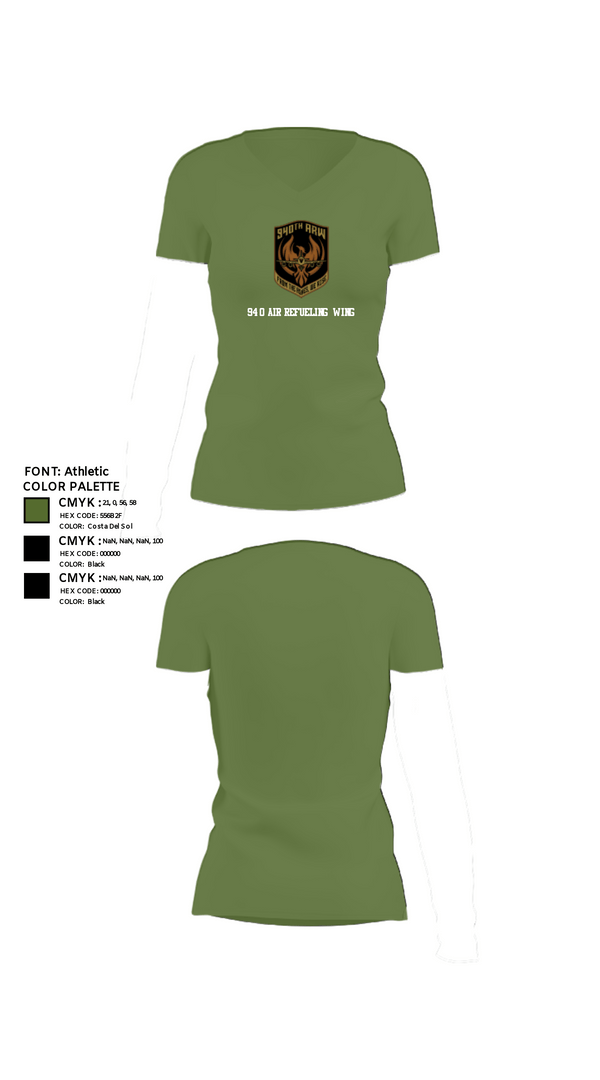 Women's Short Sleeve Vneck Shirt, 940 Air Refueling Wing, , Teamtime, Team time, sublimation, custom sports apparel, team uniforms, spirit wear, spiritwear, sports uniforms, custom shirts, team store, custom team store, fundraiser sports, apparel fundraiser