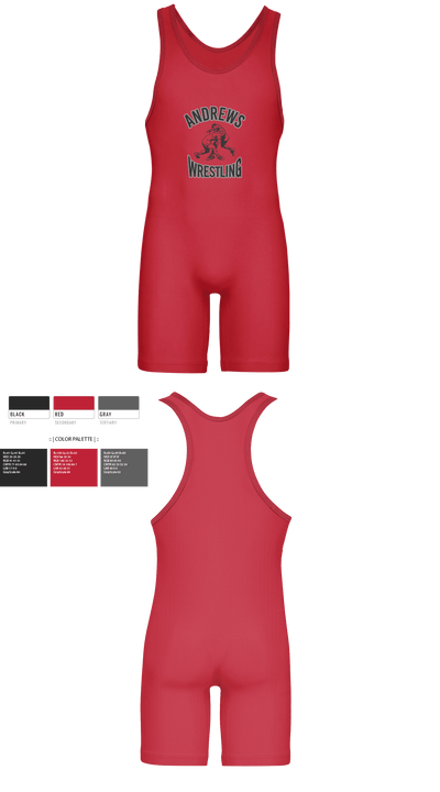 Andrews Wildcats 74502940 Wrestling Singlet - 4