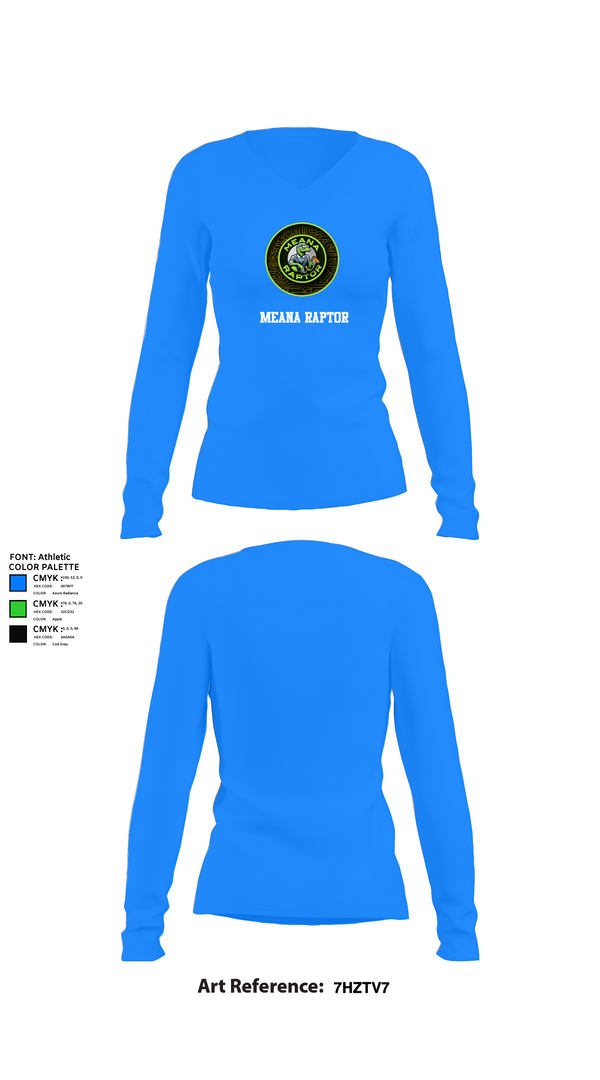 Womens Long Sleeve Vneck Shirt, meana raptor, Golf, Teamtime, Team time, sublimation, custom sports apparel, team uniforms, spirit wear, spiritwear, sports uniforms, custom shirts, team store, custom team store, fundraiser sports, apparel fundraiser