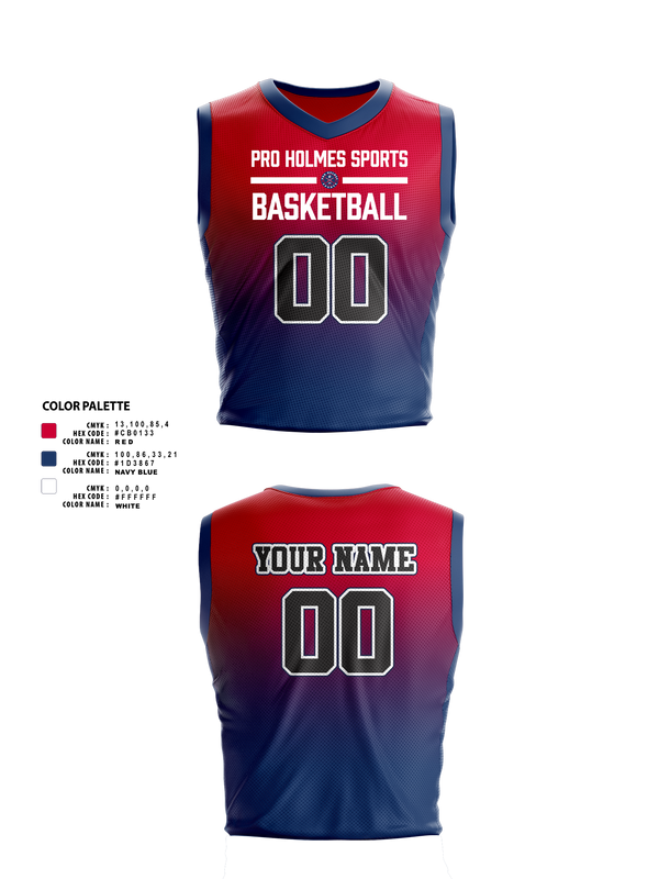 Mens Basketball Jersey, Pro Holmes Sports Basketball Academy, Men's Basketball, Teamtime, Team time, sublimation, custom sports apparel, team uniforms, spirit wear, spiritwear, sports uniforms, custom shirts, team store, custom team store, fundraiser sports, apparel fundraiser