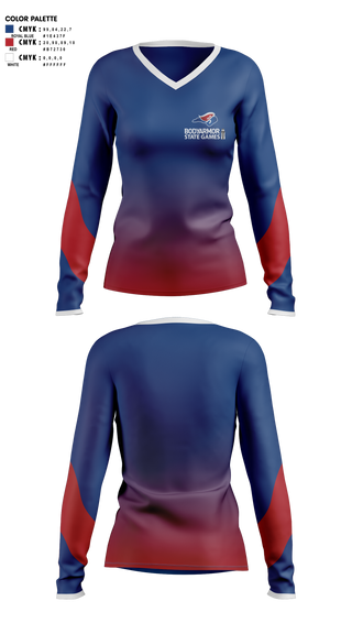 Womens Long Sleeve Vneck Shirt, North Carolina Amateur Sports, Spirit Store, Teamtime, Team time, sublimation, custom sports apparel, team uniforms, spirit wear, spiritwear, sports uniforms, custom shirts, team store, custom team store, fundraiser sports, apparel fundraiser