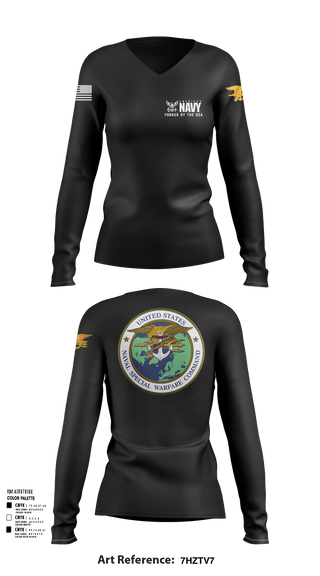 Womens Long Sleeve Vneck Shirt, SEAL Team, Navy, Teamtime, Team time, sublimation, custom sports apparel, team uniforms, spirit wear, spiritwear, sports uniforms, custom shirts, team store, custom team store, fundraiser sports, apparel fundraiser