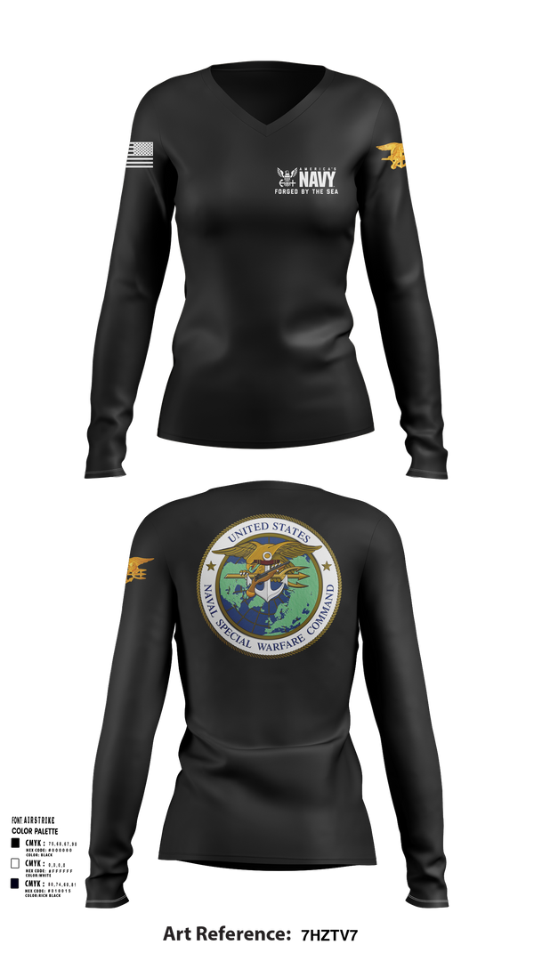 Womens Long Sleeve Vneck Shirt, SEAL Team, Navy, Teamtime, Team time, sublimation, custom sports apparel, team uniforms, spirit wear, spiritwear, sports uniforms, custom shirts, team store, custom team store, fundraiser sports, apparel fundraiser