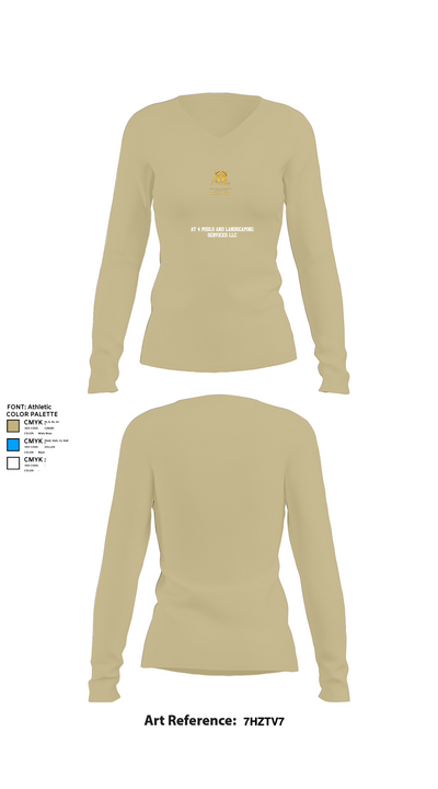 AT 4 pools and landscaping services llc 37065917 Women's Long Sleeve V-neck Shirt - 37