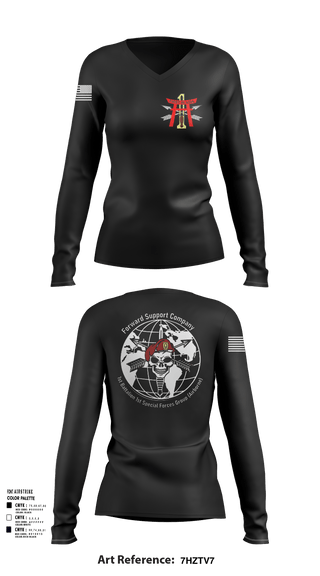 Womens Long Sleeve Vneck Shirt 1, FSC 1-1SFG, Army, Teamtime, Team time, sublimation, custom sports apparel, team uniforms, spirit wear, spiritwear, sports uniforms, custom shirts, team store, custom team store, fundraiser sports, apparel fundraiser