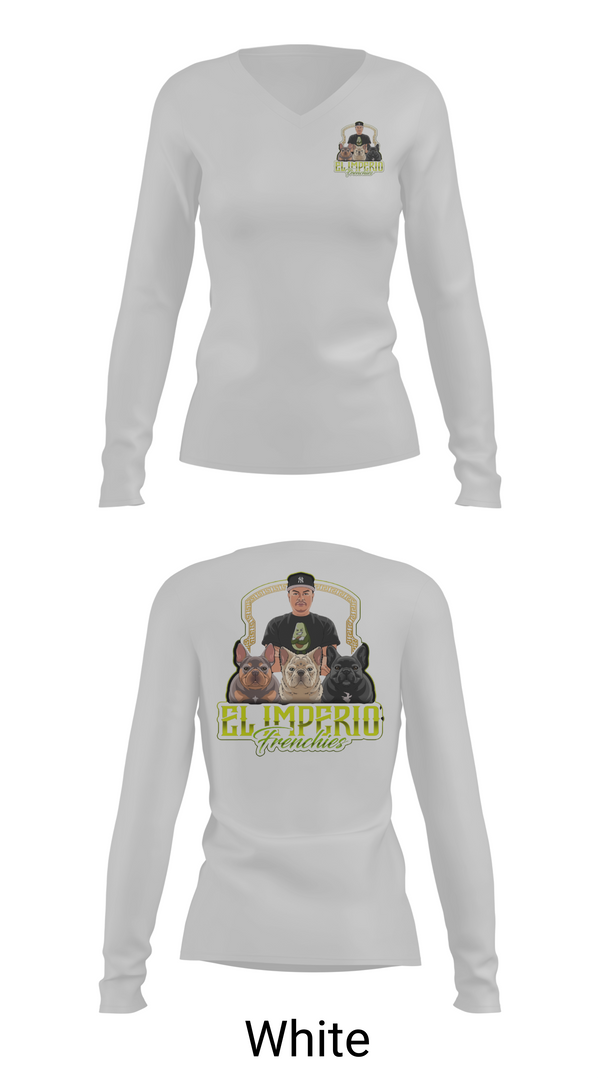 Womens Long Sleeve Vneck Shirt, EL IMPERIO FRENCHIES, , Teamtime, Team time, sublimation, custom sports apparel, team uniforms, spirit wear, spiritwear, sports uniforms, custom shirts, team store, custom team store, fundraiser sports, apparel fundraiser