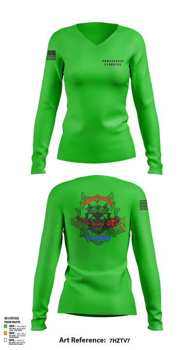 Powerhouse plumbing 5859712 Women's Long Sleeve V-neck Shirt - 1