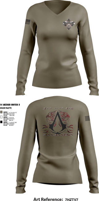 Women's Long Sleeve Vneck Shirt, 404 ASB, Army, Teamtime, Team time, sublimation, custom sports apparel, team uniforms, spirit wear, spiritwear, sports uniforms, custom shirts, team store, custom team store, fundraiser sports, apparel fundraiser