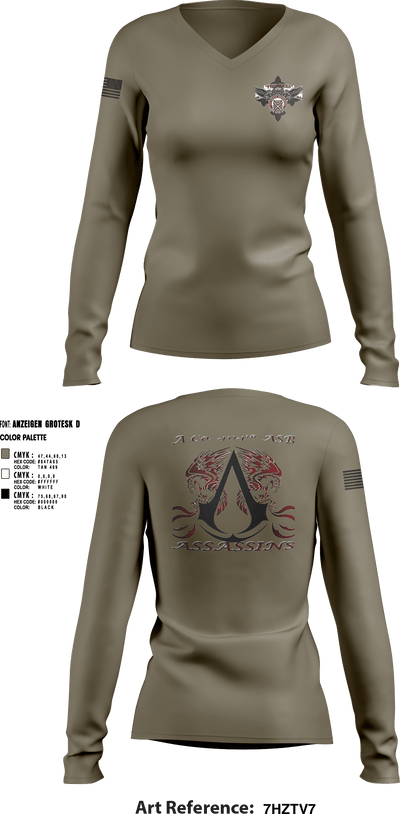 404 ASB 69680757 Women's Long Sleeve V-neck Shirt - 1