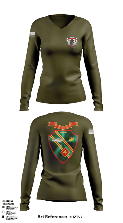 Det. 4 Tows and Scouts 4th Tank Battalion 82433945 Women's Long Sleeve V-neck Shirt - 2 (1)
