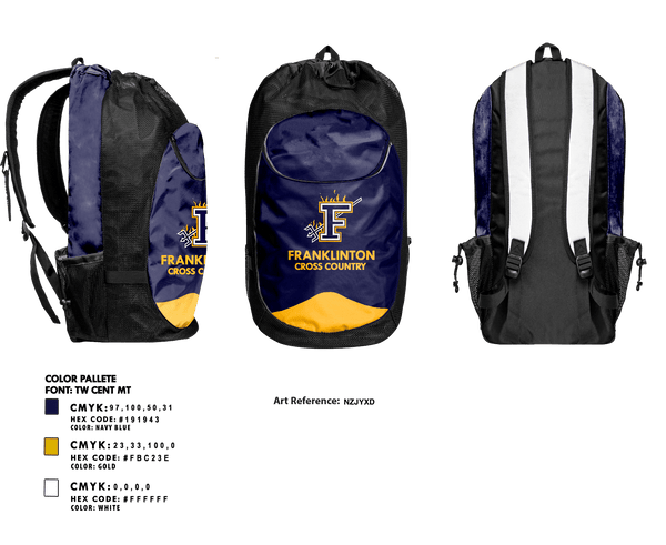 Gear Bag, Franklinton High School Cross Country, Cross Country, Teamtime, Team time, sublimation, custom sports apparel, team uniforms, spirit wear, spiritwear, sports uniforms, custom shirts, team store, custom team store, fundraiser sports, apparel fundraiser