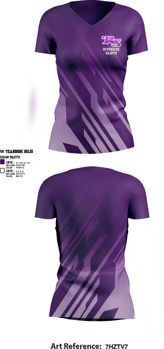 Womens Short Sleeve Vneck Shirt, Riverside Saints, Track & Field, Teamtime, Team time, sublimation, custom sports apparel, team uniforms, spirit wear, spiritwear, sports uniforms, custom shirts, team store, custom team store, fundraiser sports, apparel fundraiser