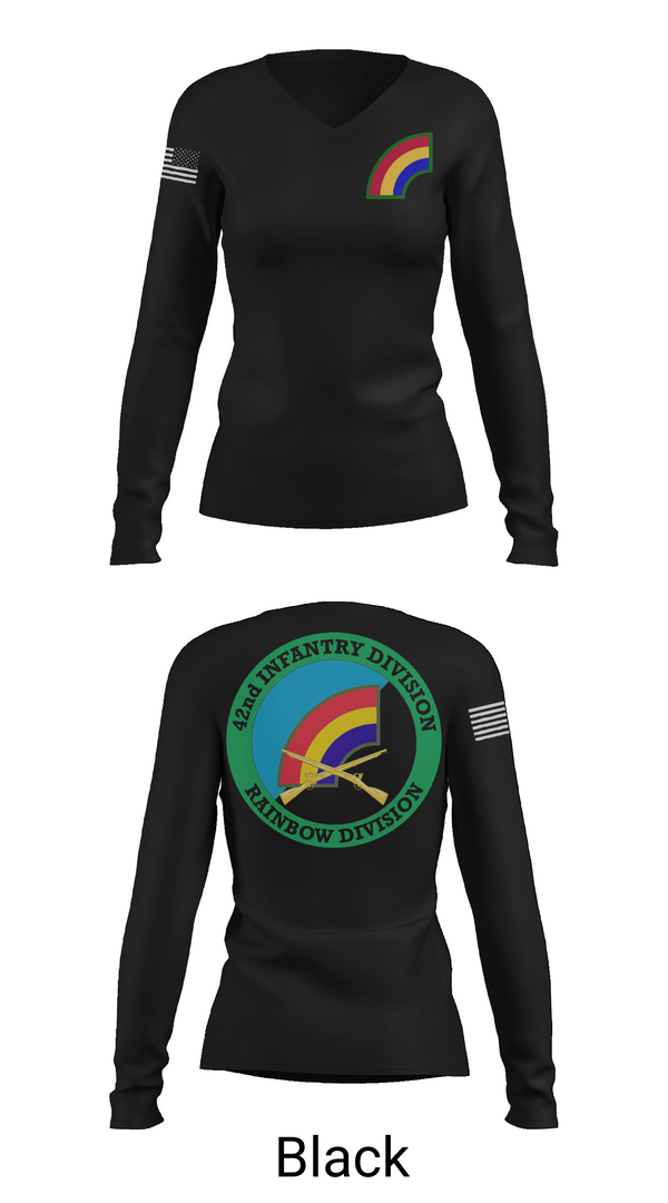 Womens Long Sleeve Vneck Shirt, 42nd ID, Army, Teamtime, Team time, sublimation, custom sports apparel, team uniforms, spirit wear, spiritwear, sports uniforms, custom shirts, team store, custom team store, fundraiser sports, apparel fundraiser