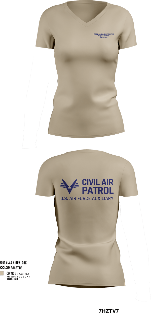 Womens Short Sleeve Vneck Shirt, VFW Post 8191Patrick Composite Squadron, Air Force, Teamtime, Team time, sublimation, custom sports apparel, team uniforms, spirit wear, spiritwear, sports uniforms, custom shirts, team store, custom team store, fundraiser sports, apparel fundraiser