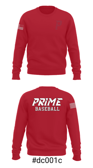 Crew Neck Sweatshirt, Prime Baseball, Baseball, Teamtime, Team time, sublimation, custom sports apparel, team uniforms, spirit wear, spiritwear, sports uniforms, custom shirts, team store, custom team store, fundraiser sports, apparel fundraiser