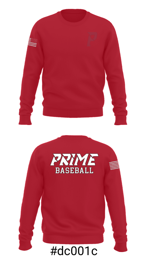 Crew Neck Sweatshirt, Prime Baseball, Baseball, Teamtime, Team time, sublimation, custom sports apparel, team uniforms, spirit wear, spiritwear, sports uniforms, custom shirts, team store, custom team store, fundraiser sports, apparel fundraiser