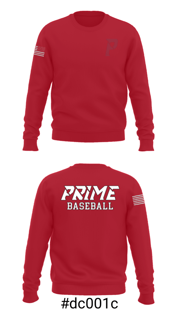 Crew Neck Sweatshirt, Prime Baseball, Baseball, Teamtime, Team time, sublimation, custom sports apparel, team uniforms, spirit wear, spiritwear, sports uniforms, custom shirts, team store, custom team store, fundraiser sports, apparel fundraiser