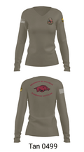 University of Arkansas Army ROTC - Razorback Battalion 15416563 Women's Long Sleeve V-neck Shirt - 77