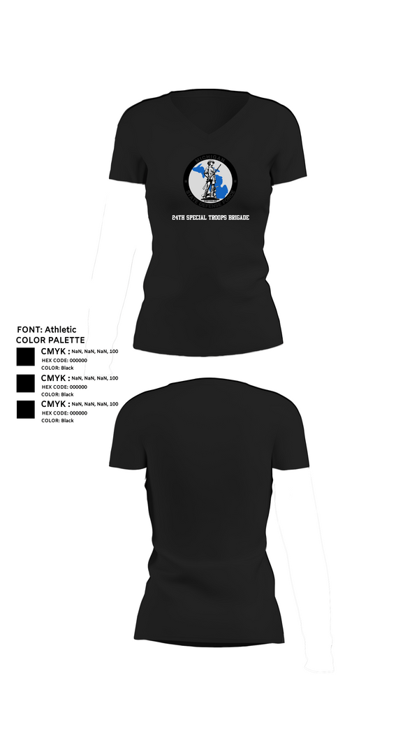 Womens Short Sleeve Vneck Shirt, 24th Special Troops Brigade, National Guard, Teamtime, Team time, sublimation, custom sports apparel, team uniforms, spirit wear, spiritwear, sports uniforms, custom shirts, team store, custom team store, fundraiser sports, apparel fundraiser