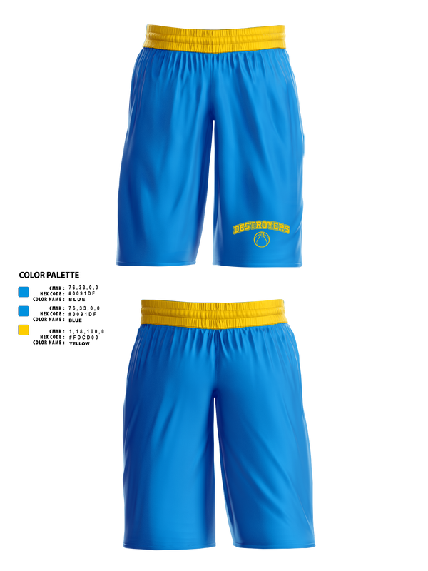 Mens Basketball Shorts, Destroyers, Men's Basketball, Teamtime, Team time, sublimation, custom sports apparel, team uniforms, spirit wear, spiritwear, sports uniforms, custom shirts, team store, custom team store, fundraiser sports, apparel fundraiser