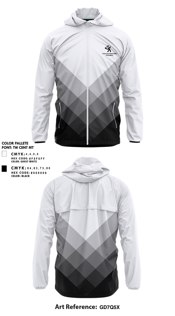 Windbreaker, Downtown Montgomery Pickleball Crew, Spirit Store, Teamtime, Team time, sublimation, custom sports apparel, team uniforms, spirit wear, spiritwear, sports uniforms, custom shirts, team store, custom team store, fundraiser sports, apparel fundraiser