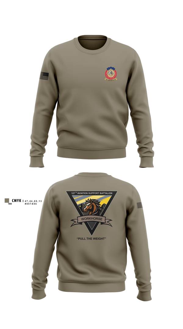 Crew Neck Sweatshirt, 127th ASB WORKHORSE, Army, Teamtime, Team time, sublimation, custom sports apparel, team uniforms, spirit wear, spiritwear, sports uniforms, custom shirts, team store, custom team store, fundraiser sports, apparel fundraiser