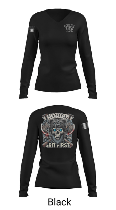 Baker 3-509th 3rd Plt 1st squad 60073036 Women's Long Sleeve V-neck Shirt - 37