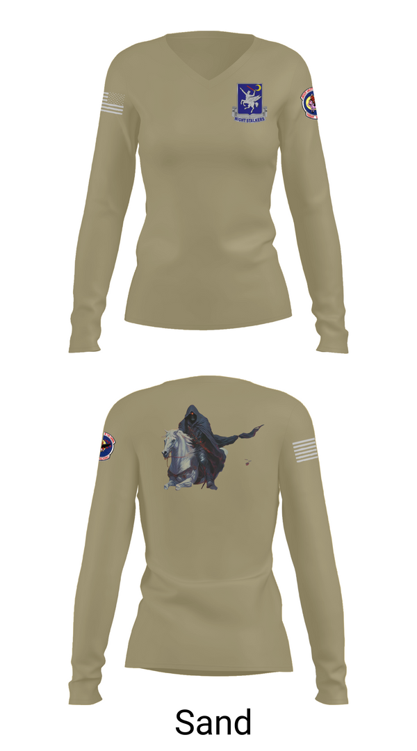 Womens Long Sleeve Vneck Shirt, 160th SOAR (A), , Teamtime, Team time, sublimation, custom sports apparel, team uniforms, spirit wear, spiritwear, sports uniforms, custom shirts, team store, custom team store, fundraiser sports, apparel fundraiser