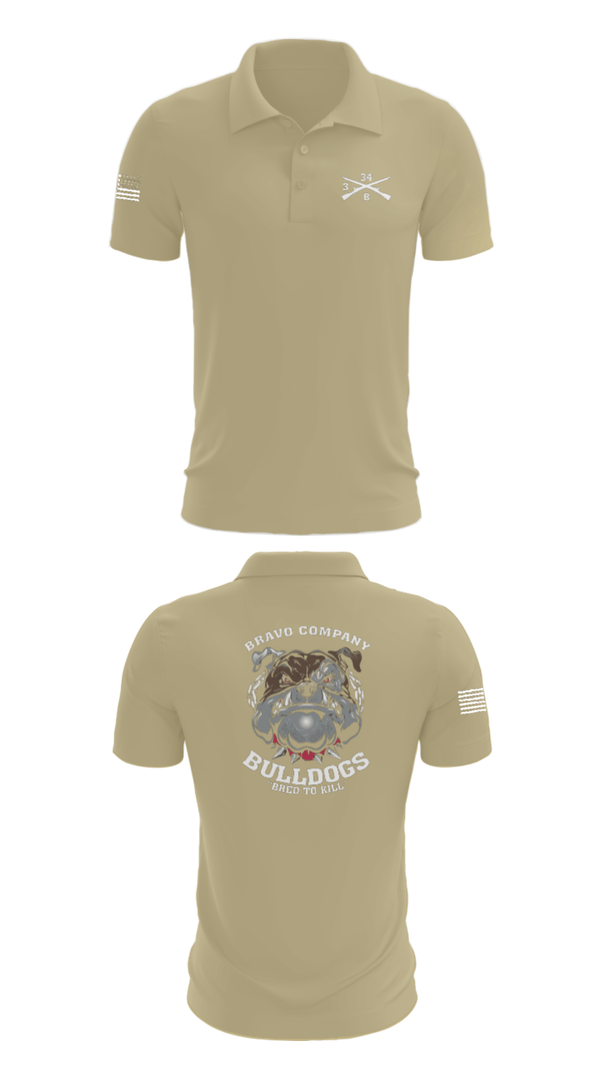 Short Sleeve Performance Polo, B/3-34 Bulldogs, Army, Teamtime, Team time, sublimation, custom sports apparel, team uniforms, spirit wear, spiritwear, sports uniforms, custom shirts, team store, custom team store, fundraiser sports, apparel fundraiser